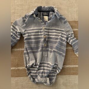 OshKosh B'gosh Blue and White Striped Bodysuit